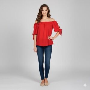 Unk Red Off-Shoulder Blouse